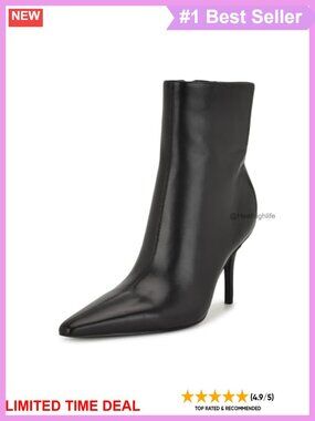 Nine West Ohmy Leather Pointed Toe Stiletto Mid-Calf Booties